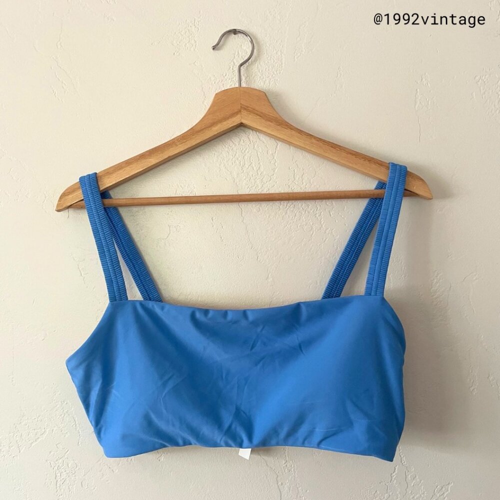 NWT Madewell Scrunchy Strap Mid-Rise Bikini Set Ornamental Blue | Size L